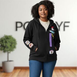 Disney Characters XXL Zip Up Hoodie Mickey Mouse Minnie Mouse Black